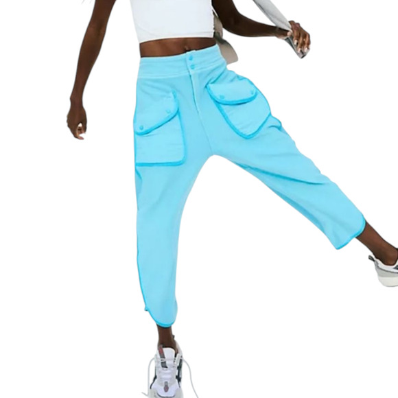 FP Movement Timko Oversized French Terry Baggy Barrel Leg Pants Medium Blue - Picture 1 of 16